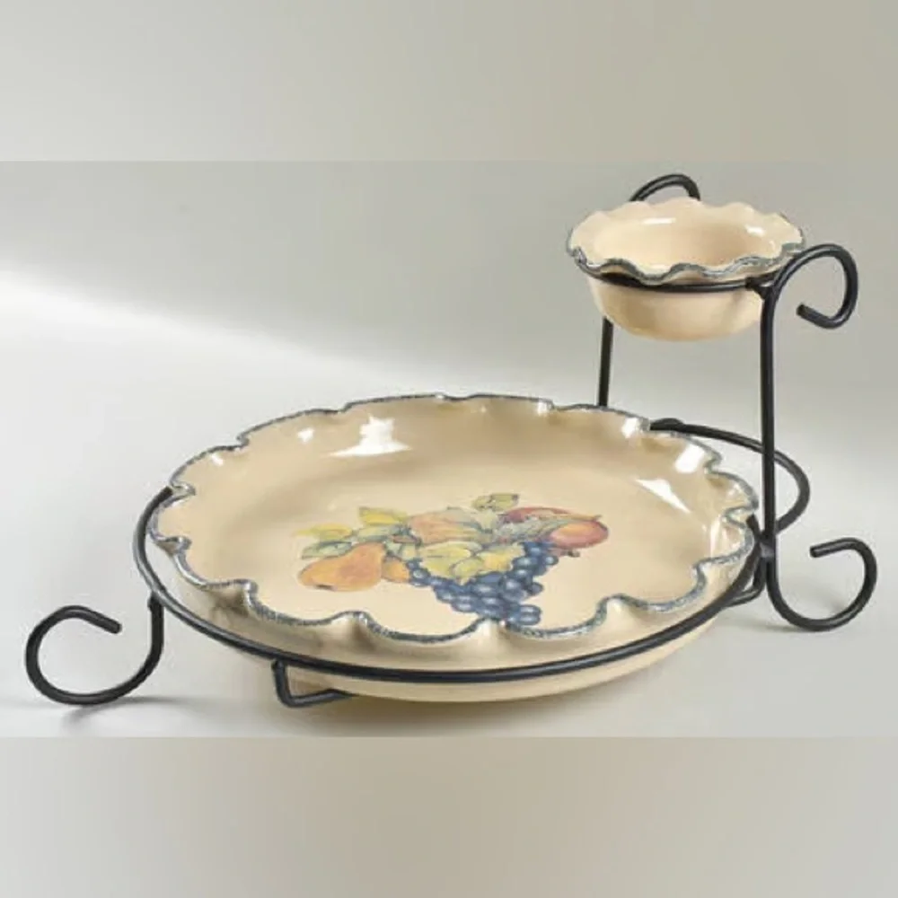 Home & garden party  chip and dip platter and bowl with stand  vintage 2005